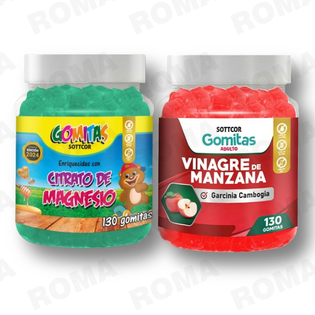 GENERICO - PACK 2 CITRATO DE MAGNESIO NIÑOS 130UND + VINAGRE DE MANZANA 130UND