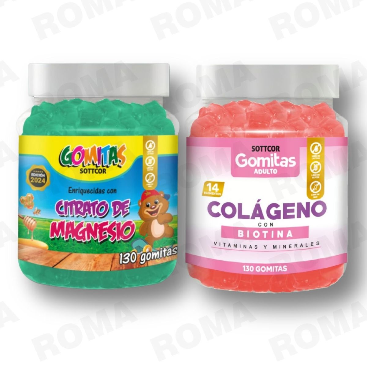 GENERICO - PACK 2 CITRATO DE MAGNESIO NIÑOS 130UND + COLAGENO ADULTOS 130UND