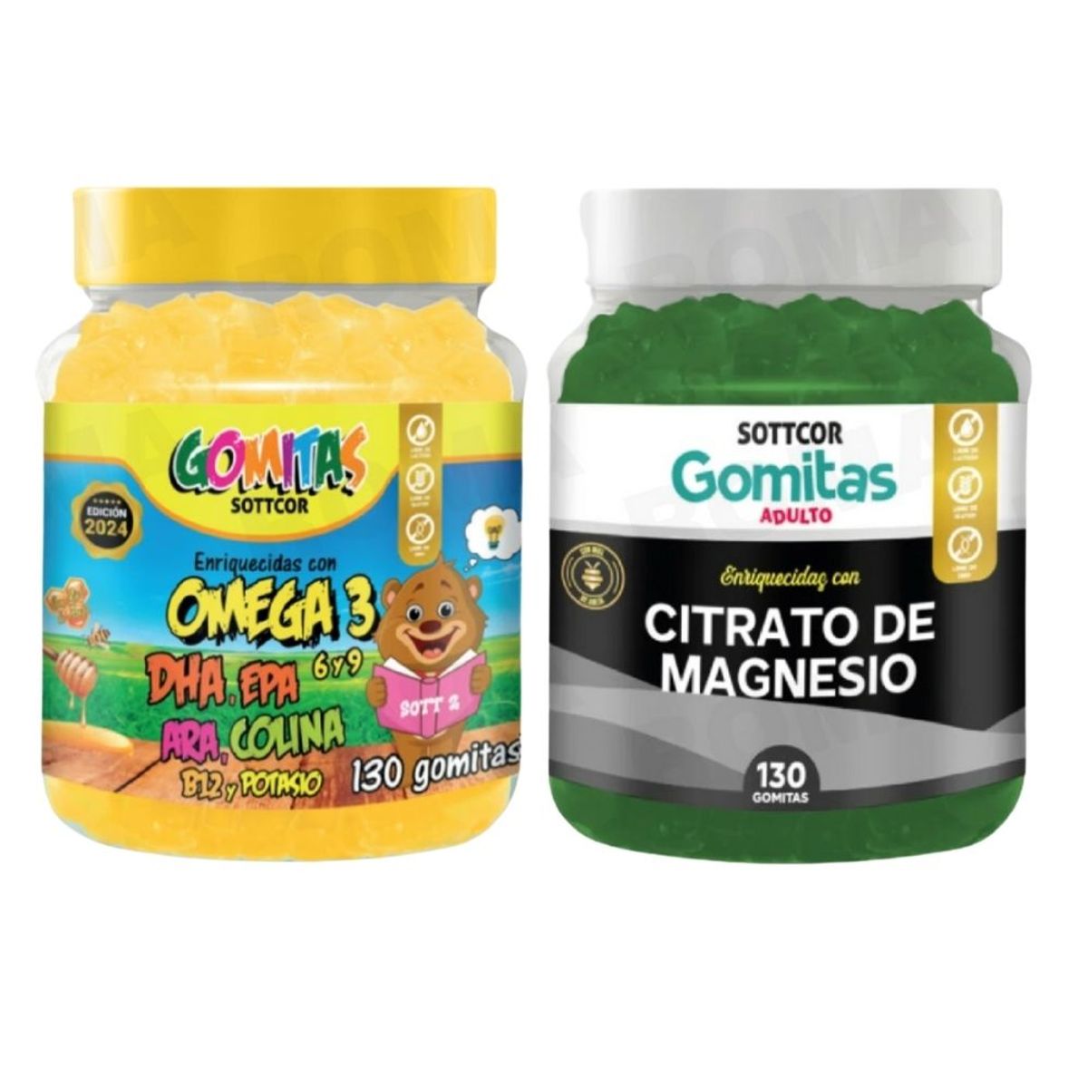 GENERICO - PACK 2 GOMITAS OMEGA 3 NIÑOS + CITRATO DE MAGNESIO ADULTO 260 UND