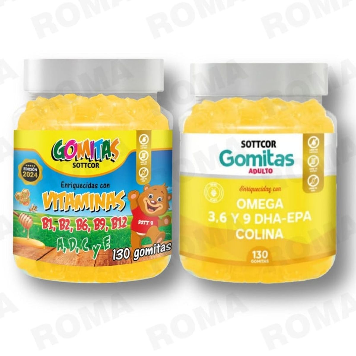 GENERICO - PACK 2 GOMITAS VITAMINAS PARA NIÑOS + OMEGA 3 ADULTO 260 UND