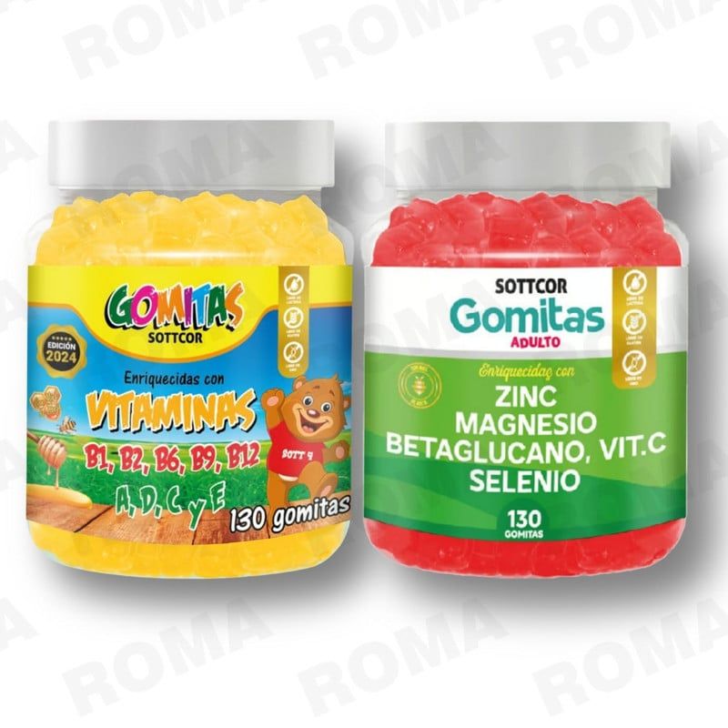 GENERICO - PACK 2 GOMITAS VITAMINAS PARA NIÑOS + ZINC ADULTO 260 UND