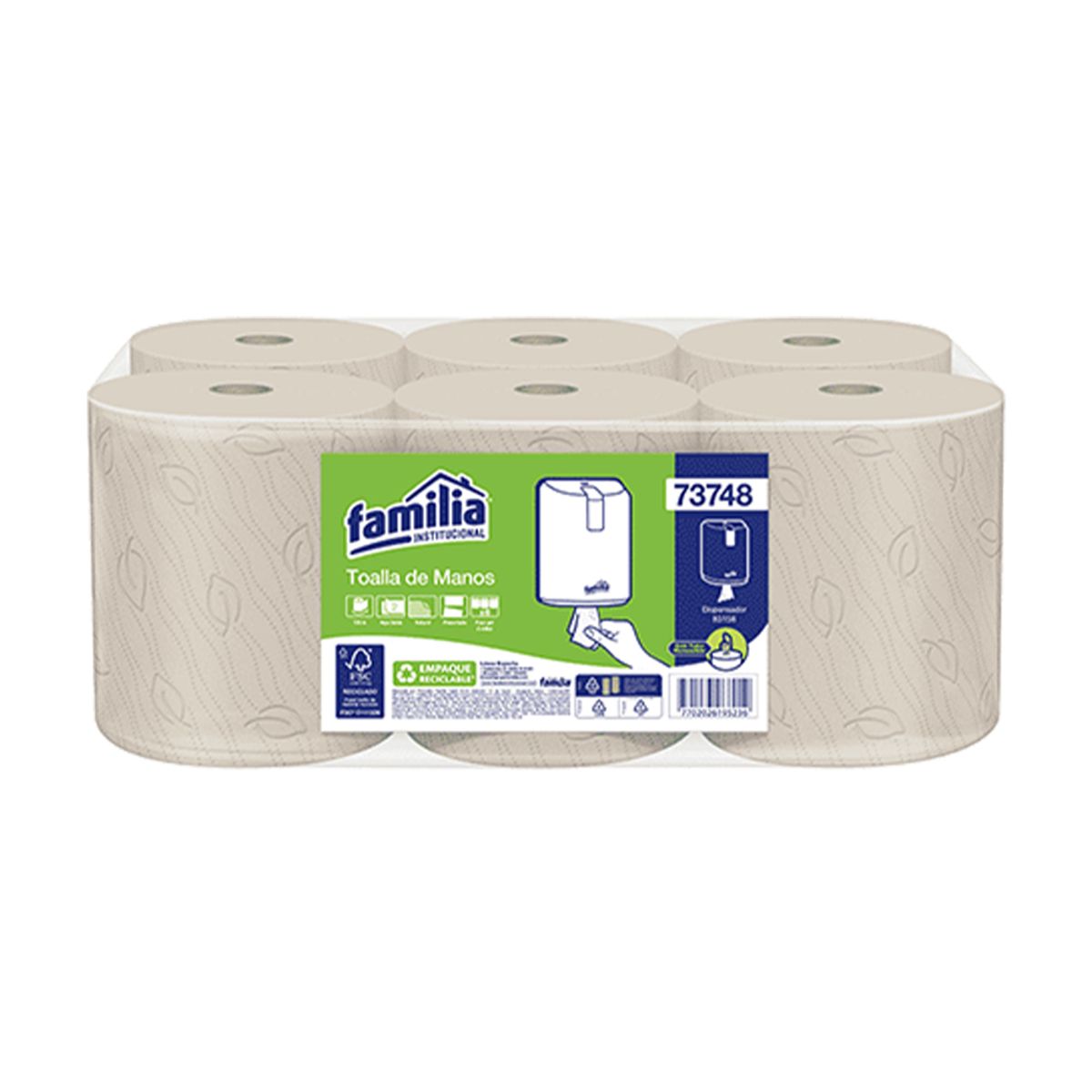 TORK - Papel Toalla de Manos Flujo Central Familia Tork x6