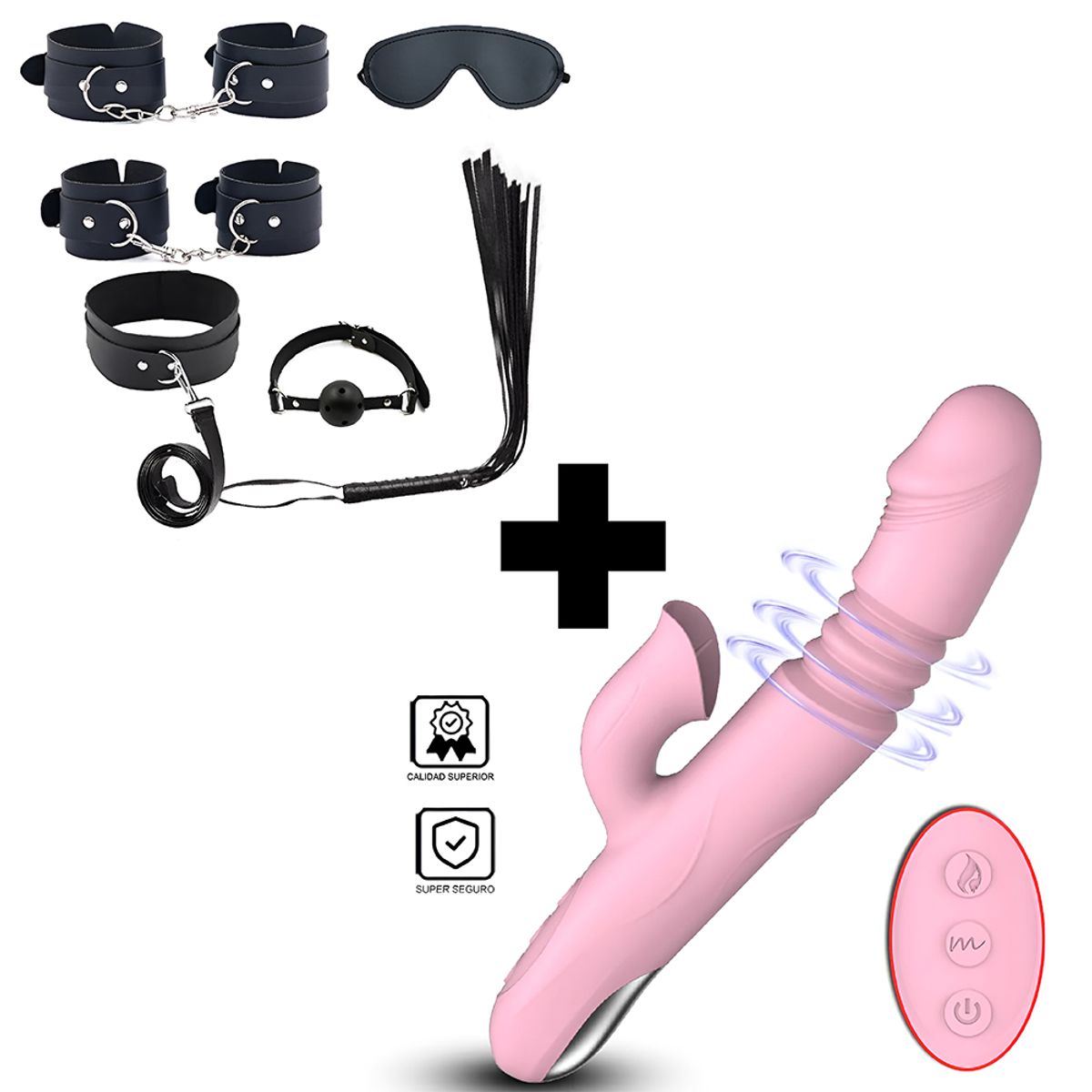 GENERICO - Combo pack accesorios de juguetes sexuales + Dildo Vibrador Rosa