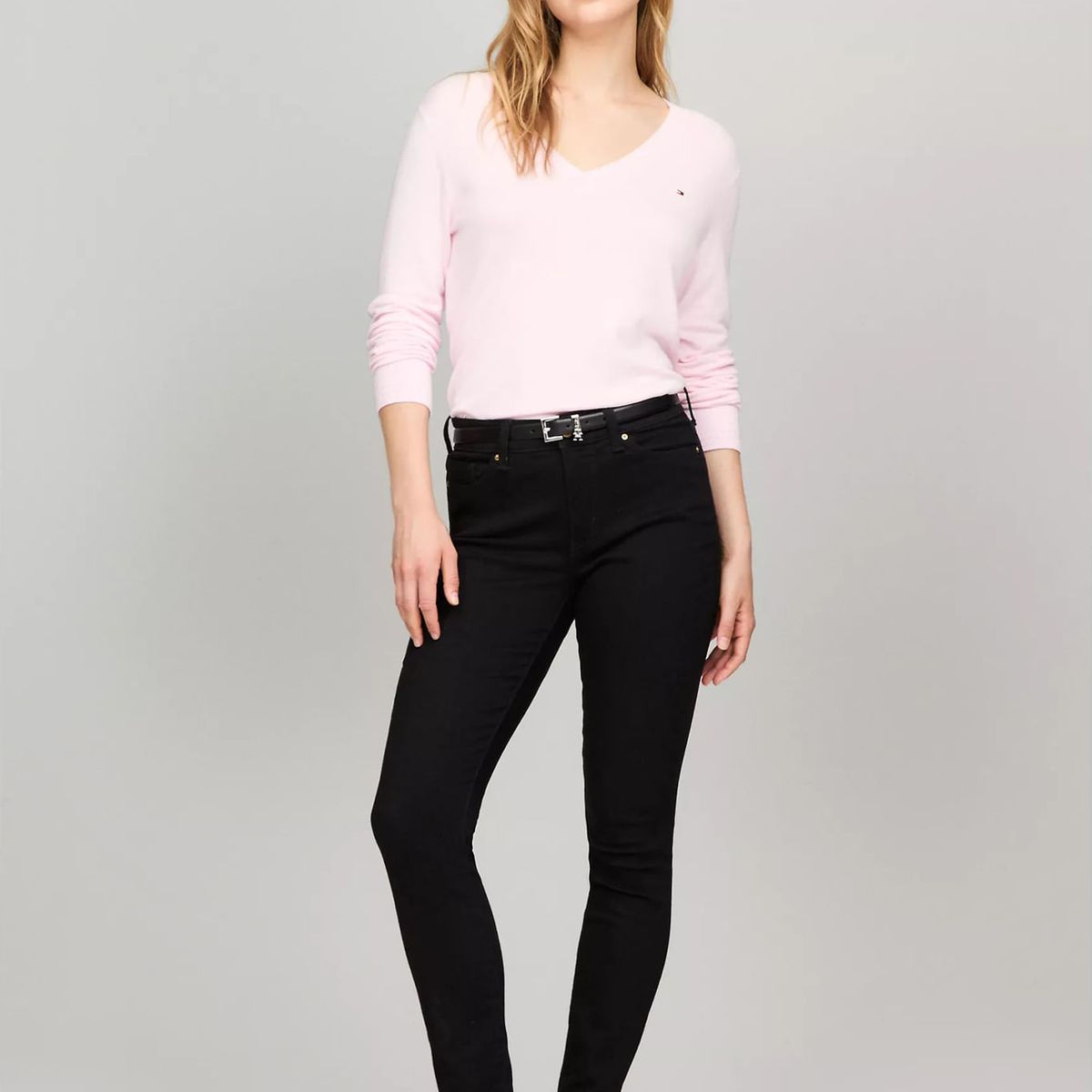 TOMMY HILFIGER - SWEATER V-NK SOLID WOMENS TH