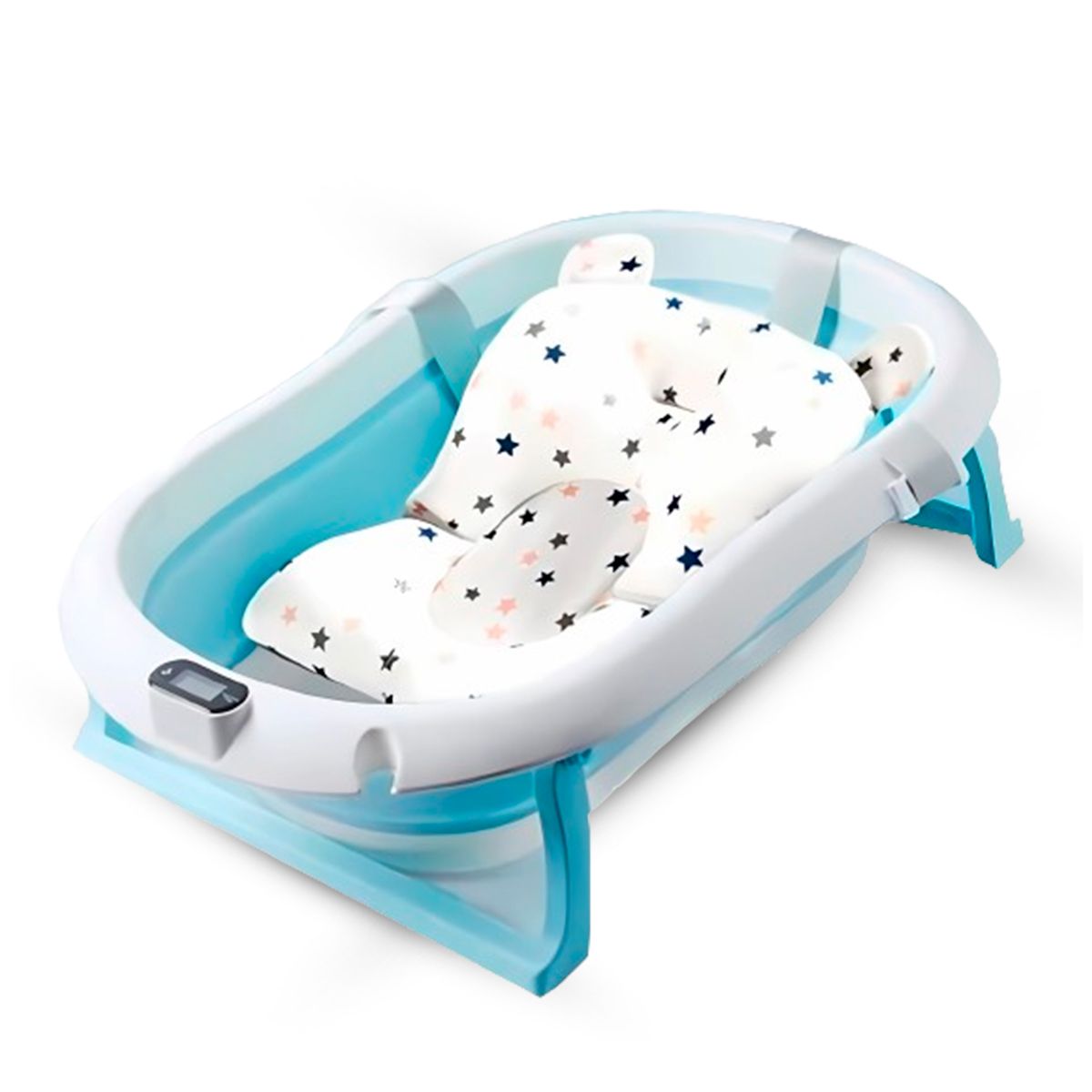 GENERICO - Bañera para Bebes con Medidor de Temperatura Celeste