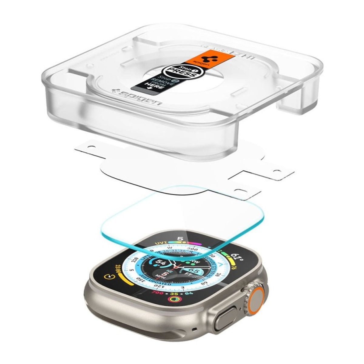 SPIGEN - Protector De Pantalla Spigen Ez Fit Para Apple Watch Ultra 49mm 2 Und Serie 1 Y 2