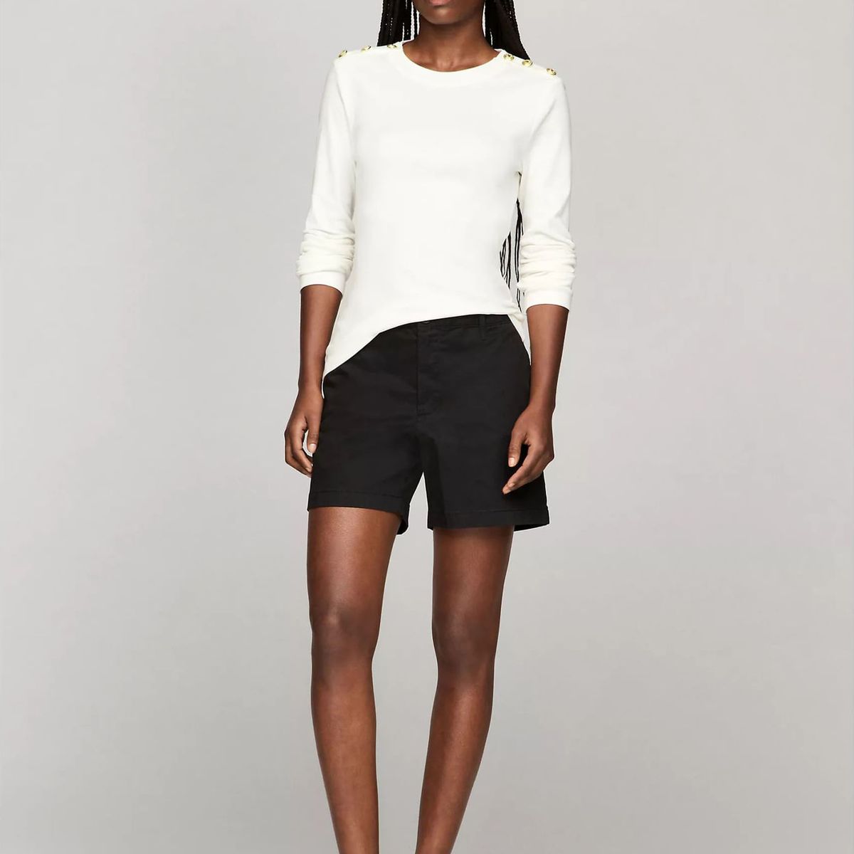 TOMMY HILFIGER - CAMISETA W SLIM LS BTTN SHOULDER TEE