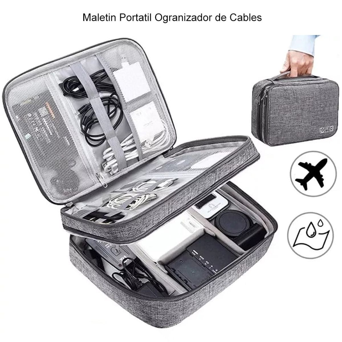 DREIZT - Mochila antirrobo para laptop gris+maletín 2 divisiones gris