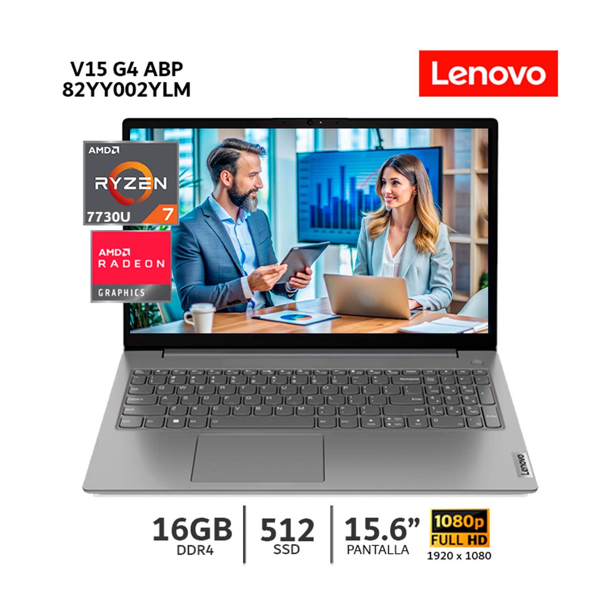 LENOVO - Laptop Lenovo V15 G4 ABP/ AMD RYZEN 7 7730U/ 16Gb Ram/ 512Gb SSD/ 15.6 FHD /Wind / 82YY002YLM - CSI