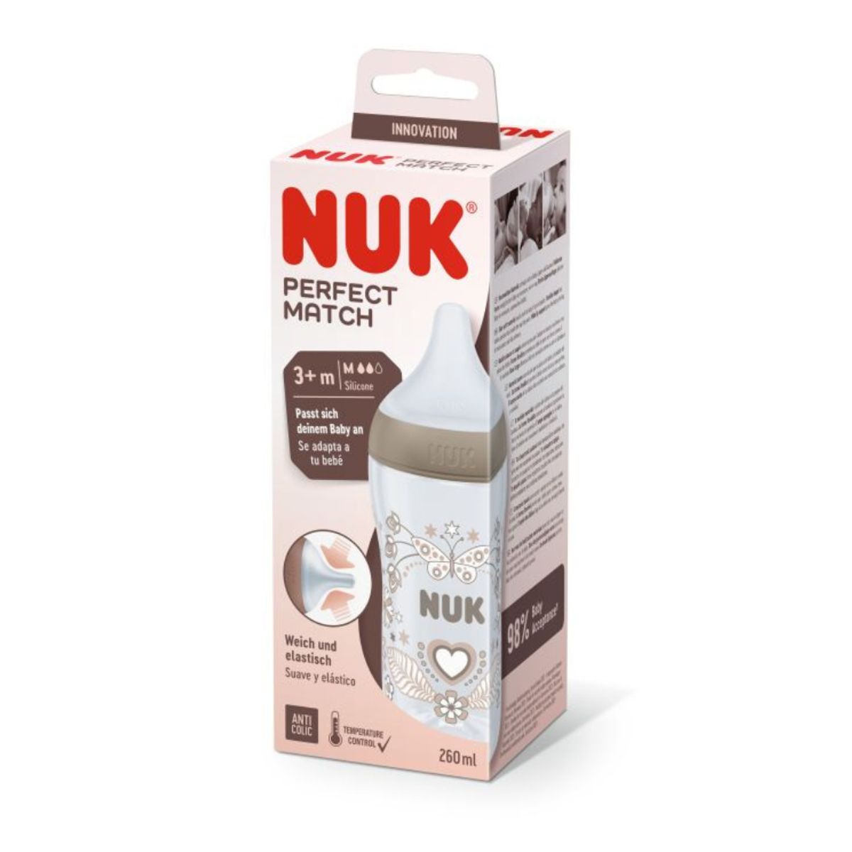 NUK - Nuk Biberón Perfect Match PP CT 260ML Corazón
