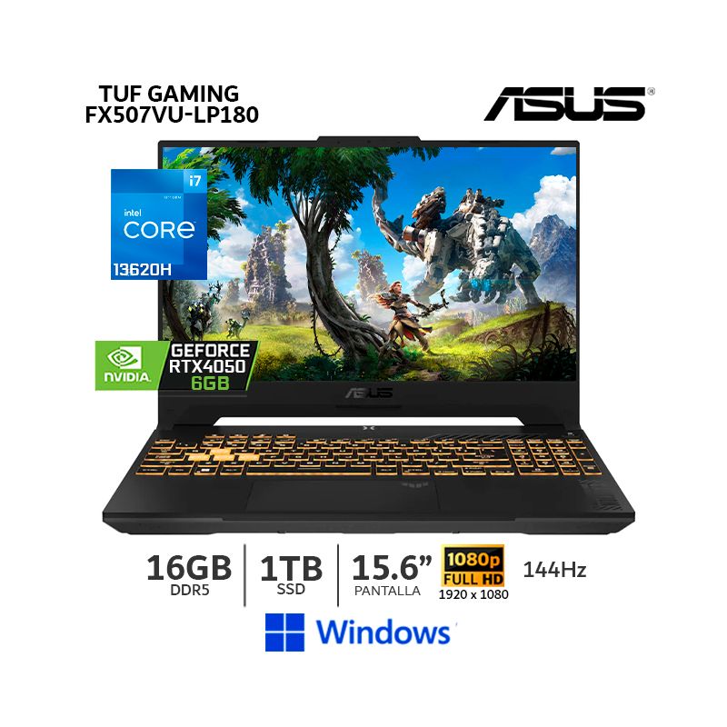 ASUS - Laptop Asus TUF Gam. FX507VU-LP180 Geforce RTX™ 4050 i7-13620H 16Gb Ram 1Tb SSD V6gb Win 15.6" - CSI