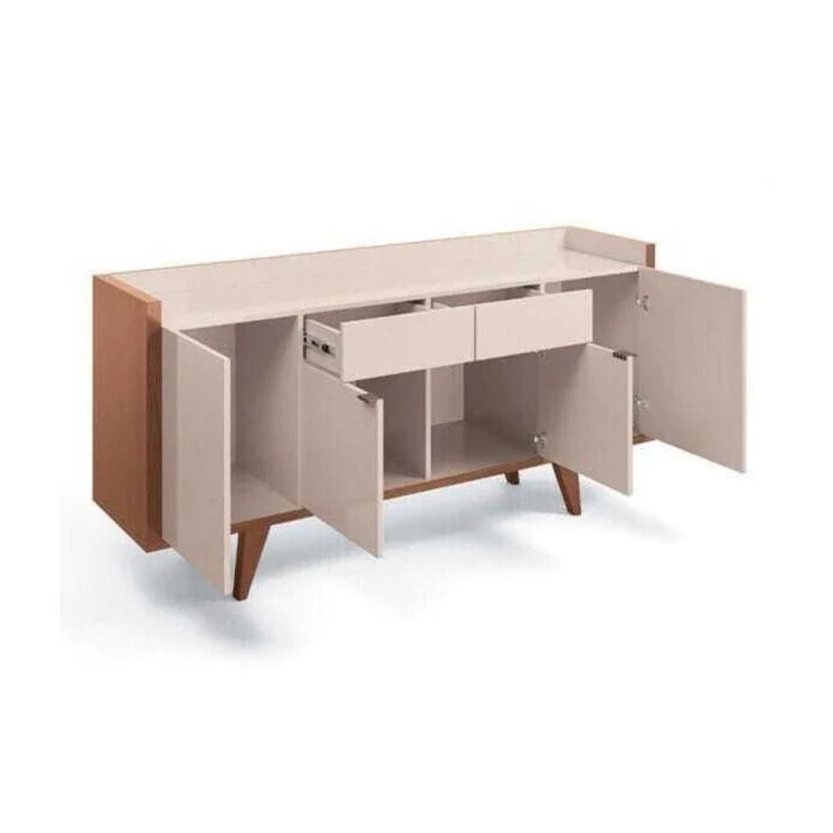 R&R MUEBLES - Aparador Moderno Oguri Blanco y Marrón R&R MUEBLES