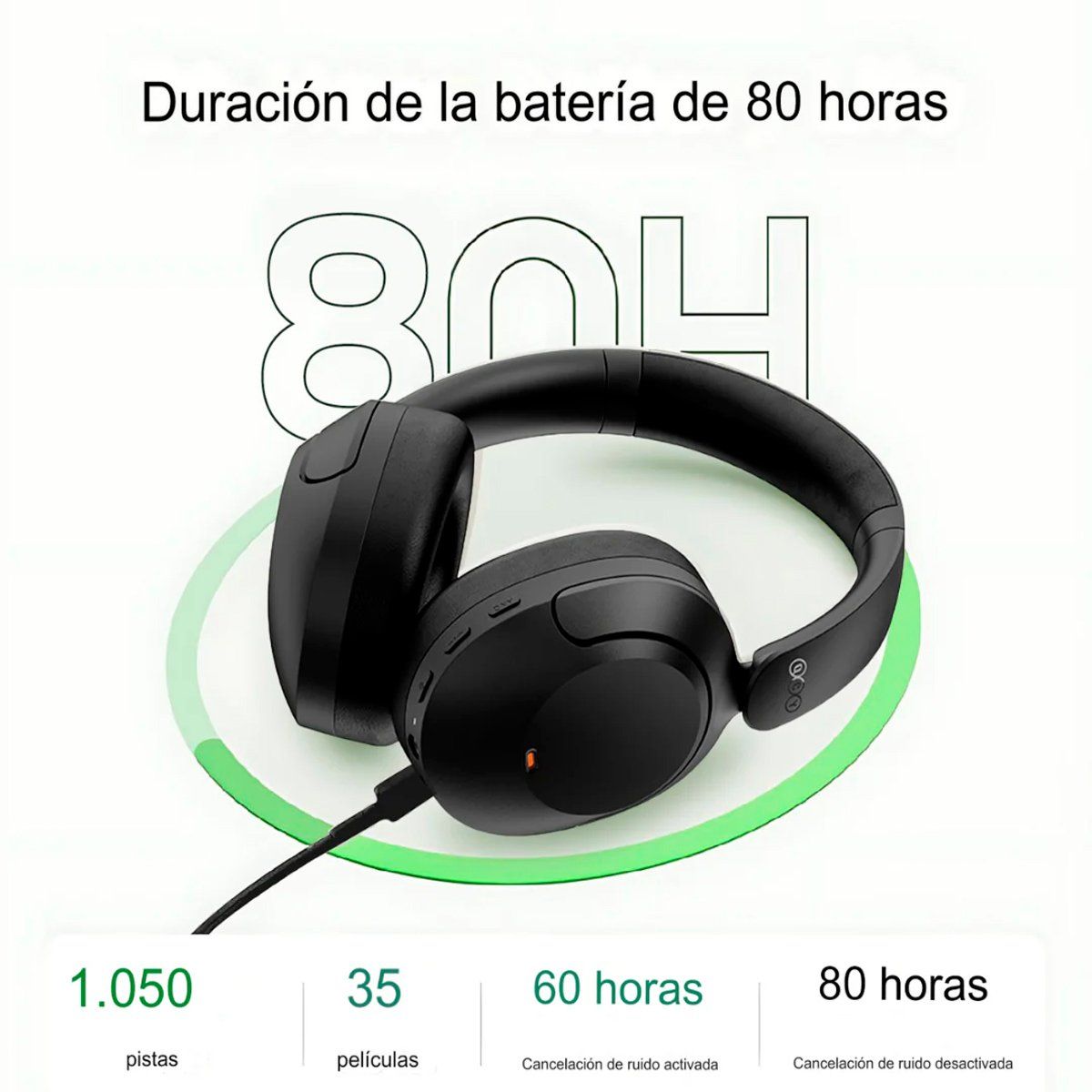 QCY - Audifonos Bluetooth QCY-H4 ANC Cancelación Activa de Ruido Negro