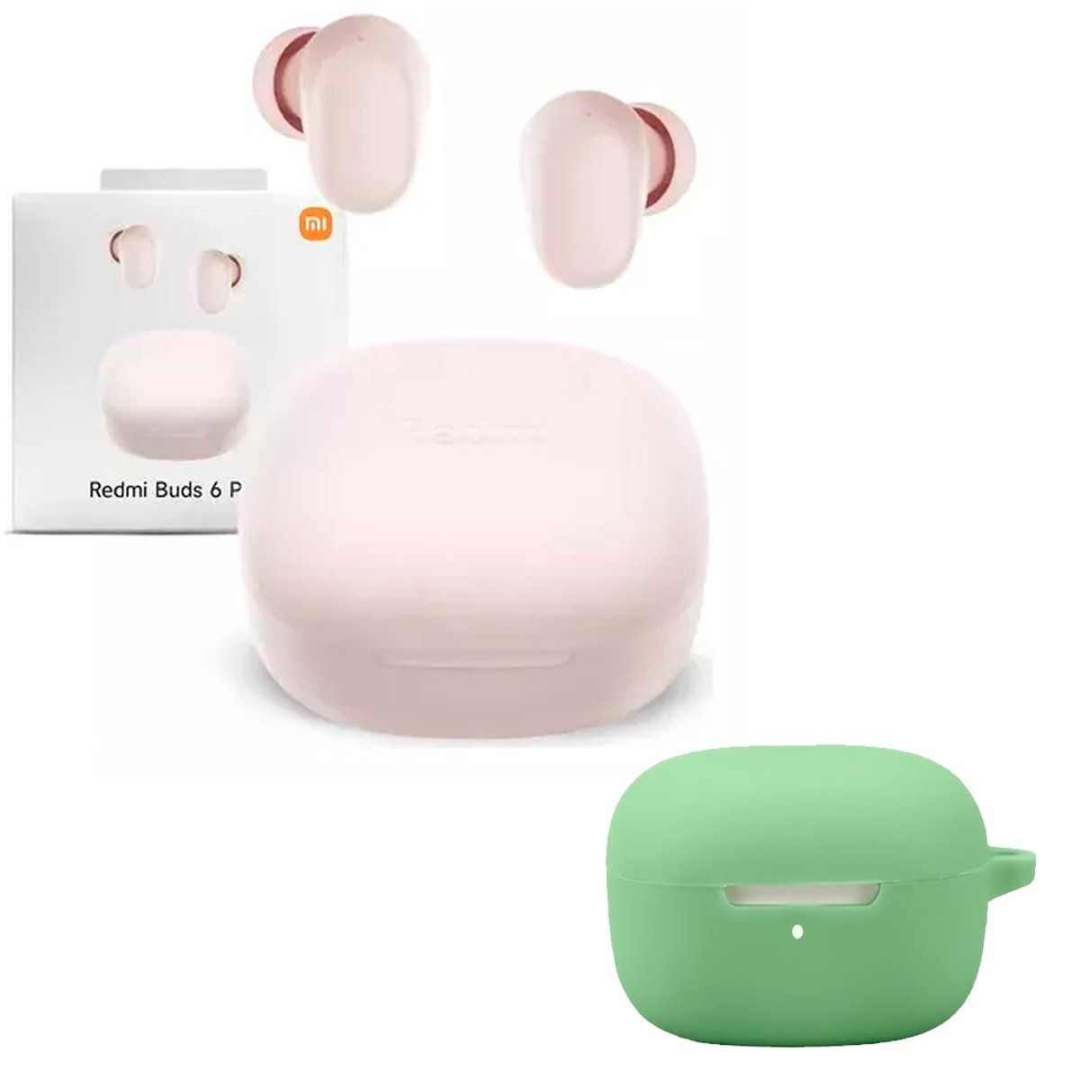 XIAOMI - Audifono Redmi Buds 6 Play Pink + Protector de Silicona Verde