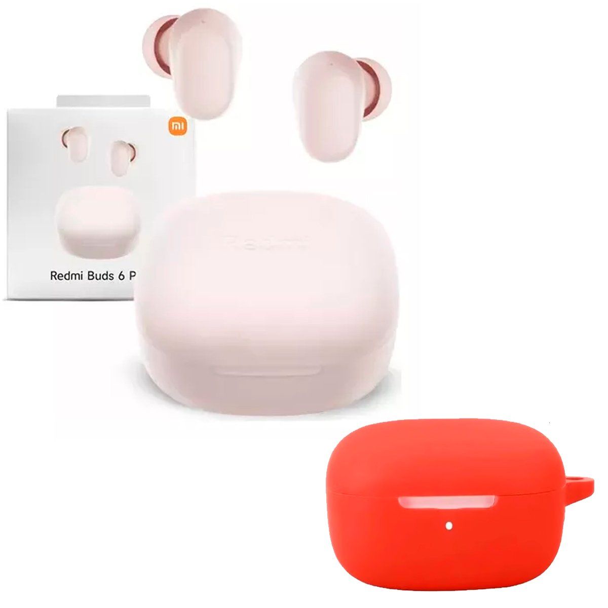 XIAOMI - Audifono Redmi Buds 6 Play Pink + Protector de Silicona Rojo