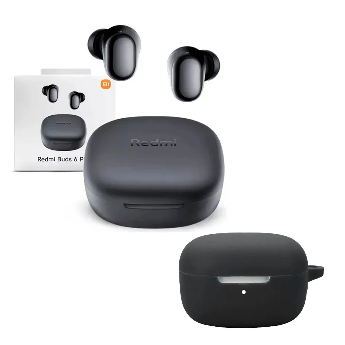 XIAOMI - Audifono Redmi Buds 6 Play Negro + Protector de Silicona Negro