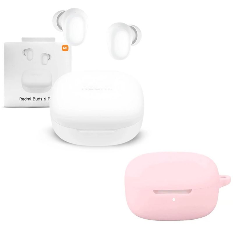 XIAOMI - Audifono Redmi Buds 6 Play Blanco + Protector de Silicona Rosa