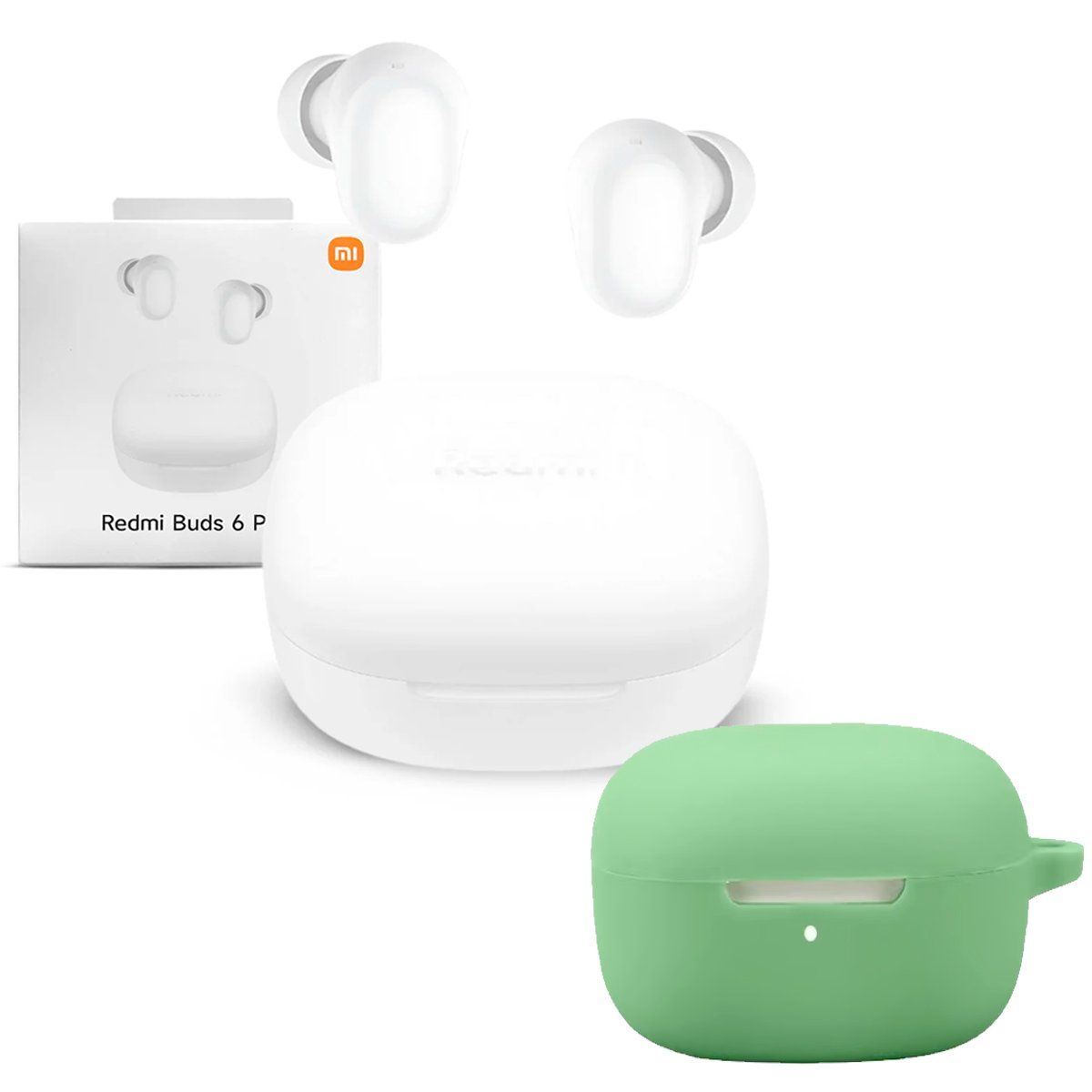 XIAOMI - Audifono Redmi Buds 6 Play Blanco + Protector de Silicona Verde