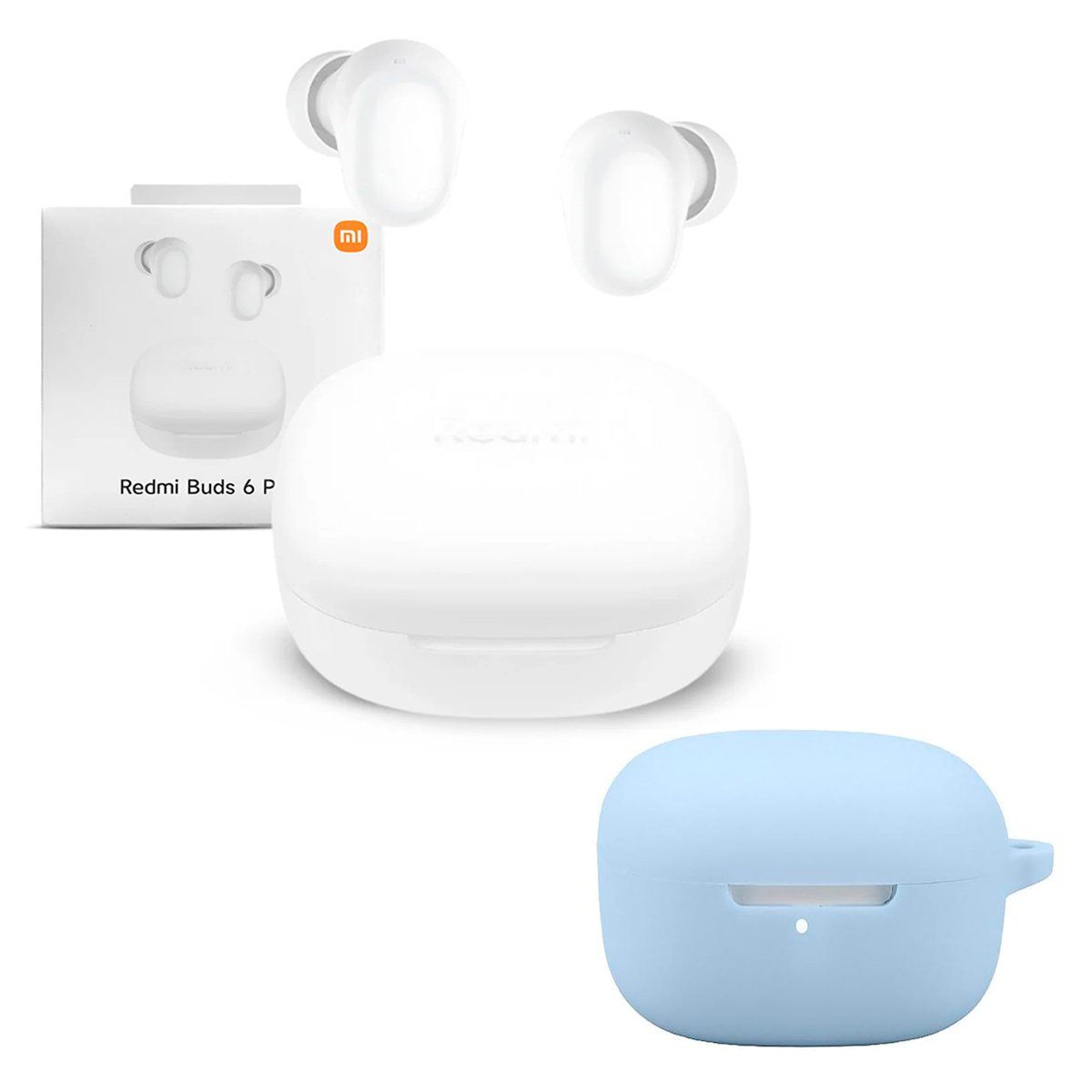 XIAOMI - Audifono Redmi Buds 6 Play Blanco + Protector de Silicona Celeste