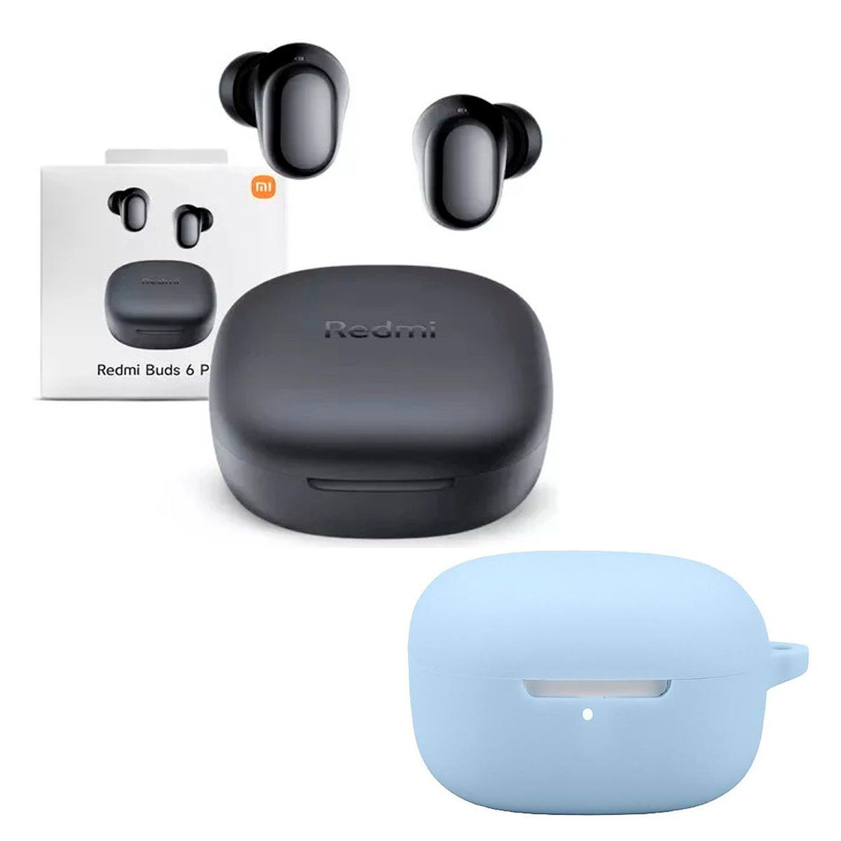 XIAOMI - Audifono Redmi Buds 6 Play Negro + Protector de Silicona Celeste