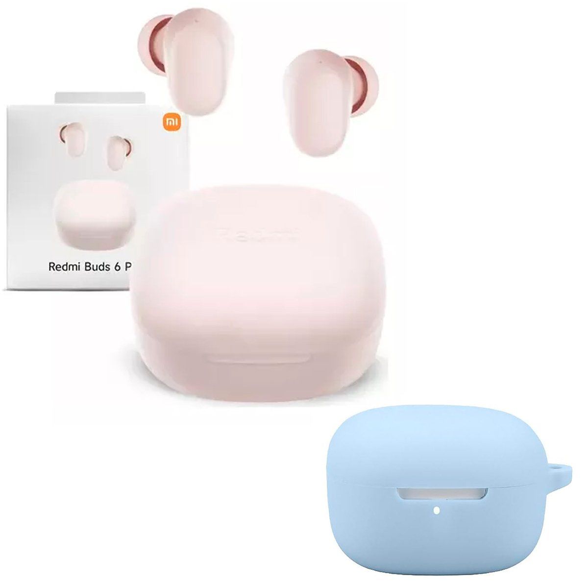 XIAOMI - Audifono Redmi Buds 6 Play Rosa + Protector de Silicona Celeste