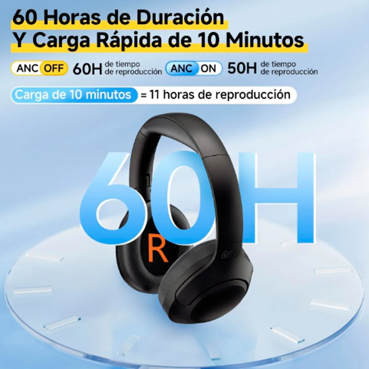 QCY - Audífono inalámbrico QCY H3 Lite ANC bluetooth Negro 60H