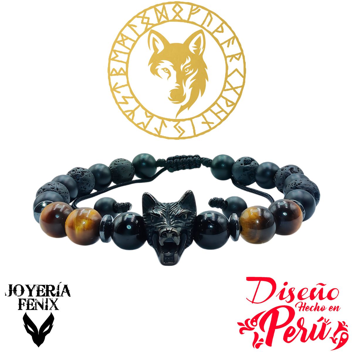 JOYERIA FENIX - Pulsera Piedra Natural Lobo - Joyería Fenix