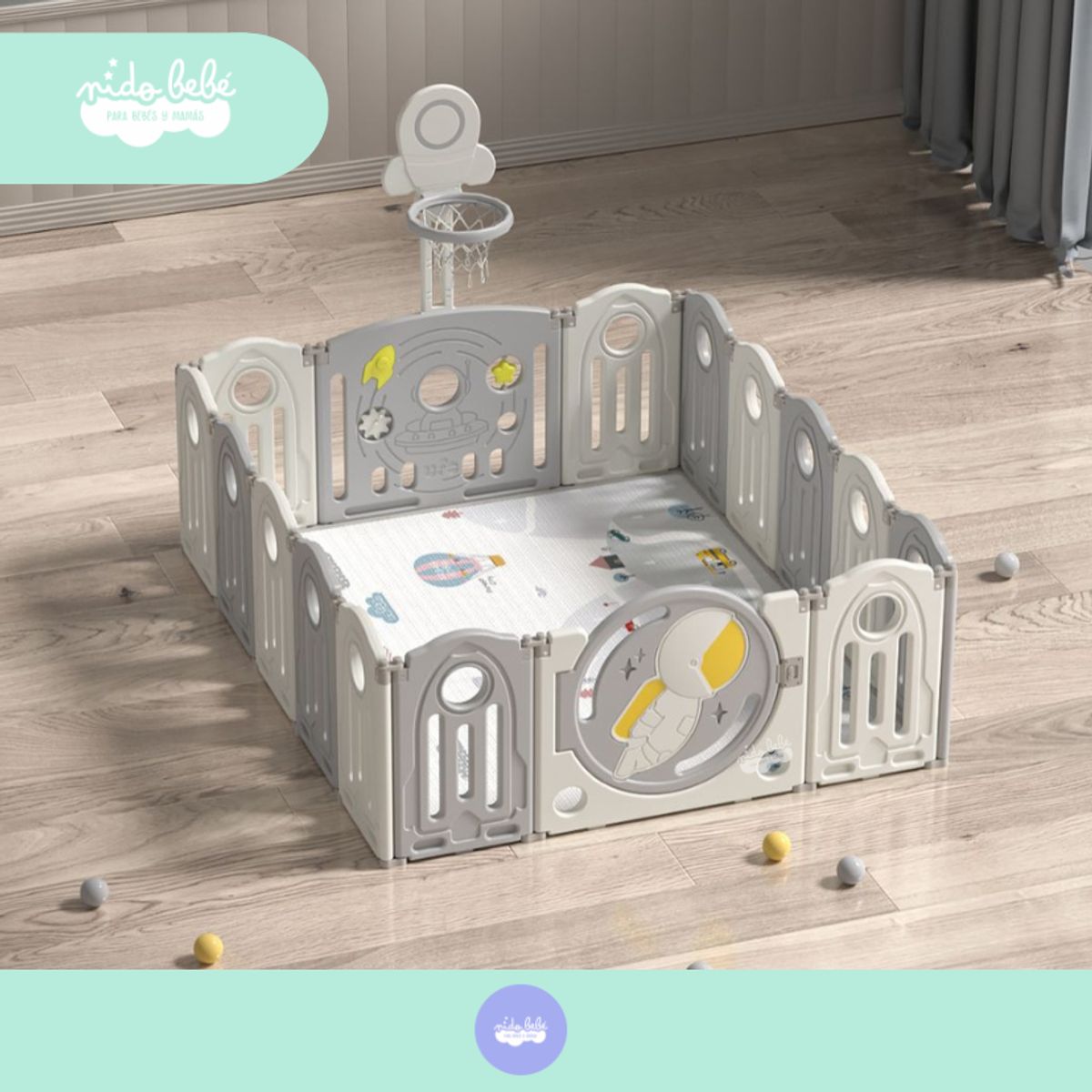 GENERICO - CORRALITO INFANTIL MODELO PLANETARIO GRIS