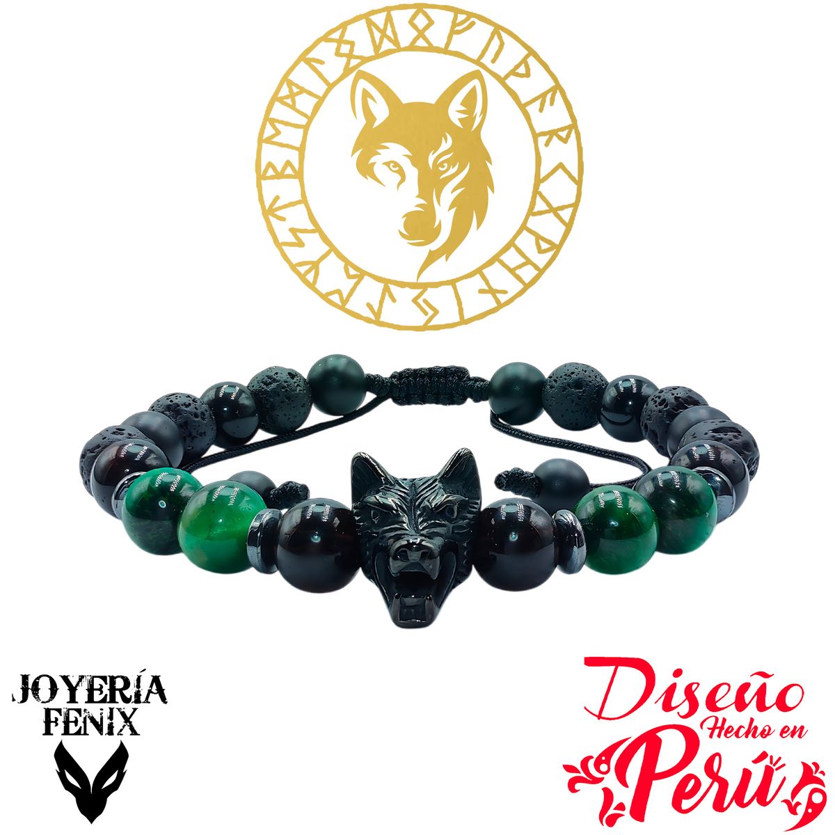 JOYERIA FENIX - Pulsera Piedra Natural Lobo - Joyería Fenix