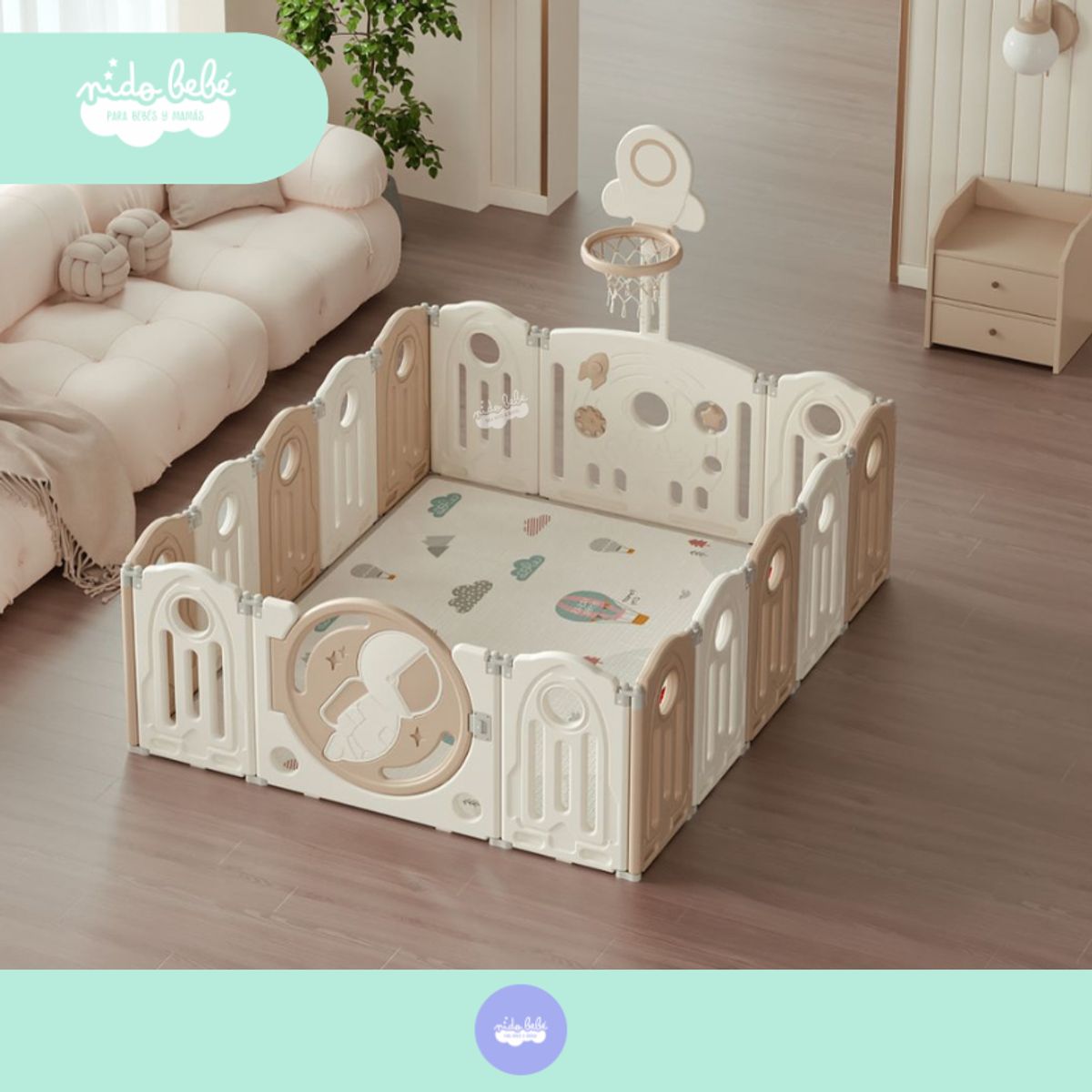 GENERICO - CORRALITO INFANTIL MODELO PLANETARIO BEIGE