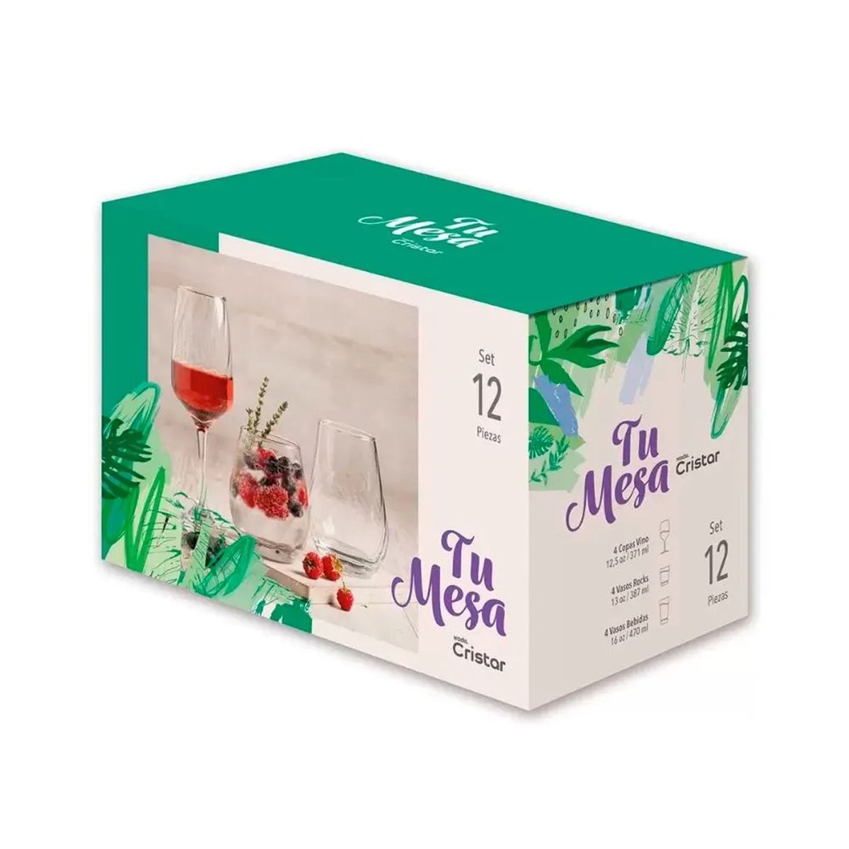 CRISTAR - SET 12 PIEZAS LOMBARDIA ELMESA DE VASOS Y COPAS