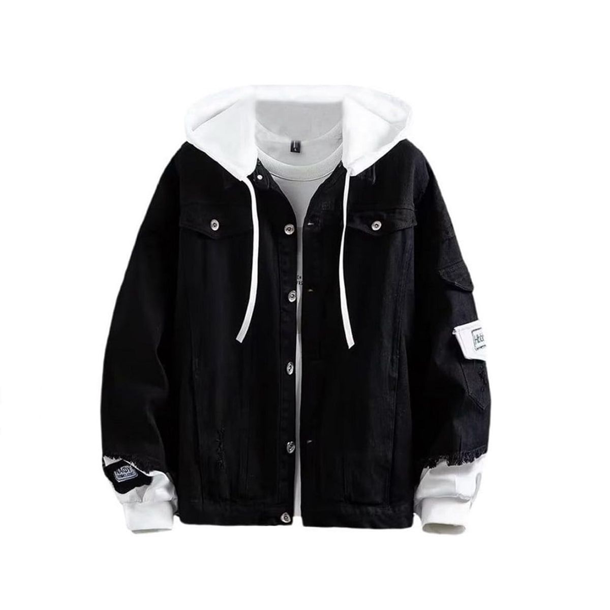 GENERICO - Casacas jean con capucha juvenil para hombres