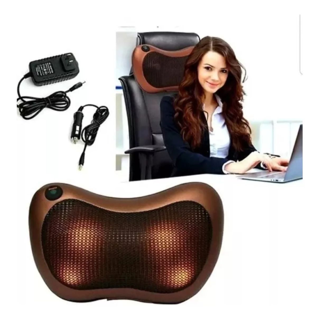 GENERICO - Cojin Almohada masajeadora espalda pies hombros con vibración