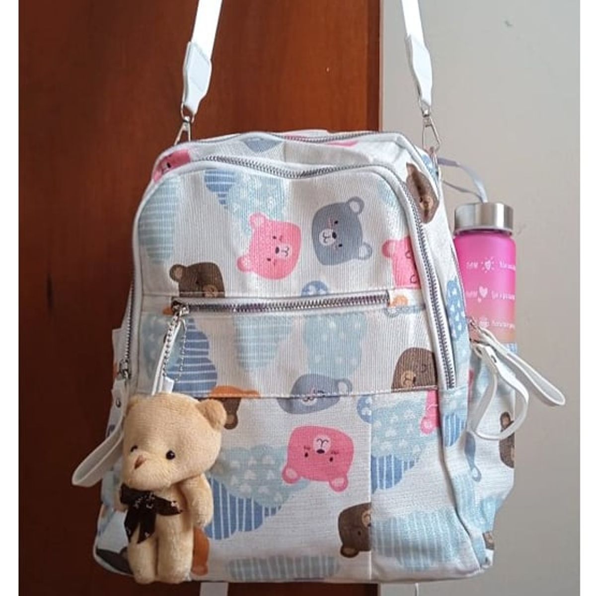 GENERICO - Mochila Casual Estampada Ositos con Llavero Moderna y Versátil