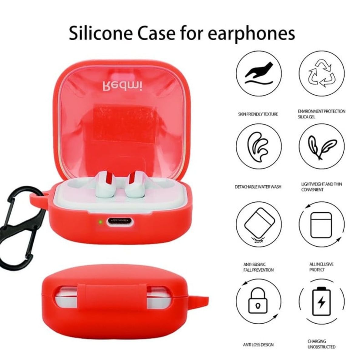 CASE - Funda Silicona Para Audifono Xiaomi Redmi Buds 6 Active - Rojo
