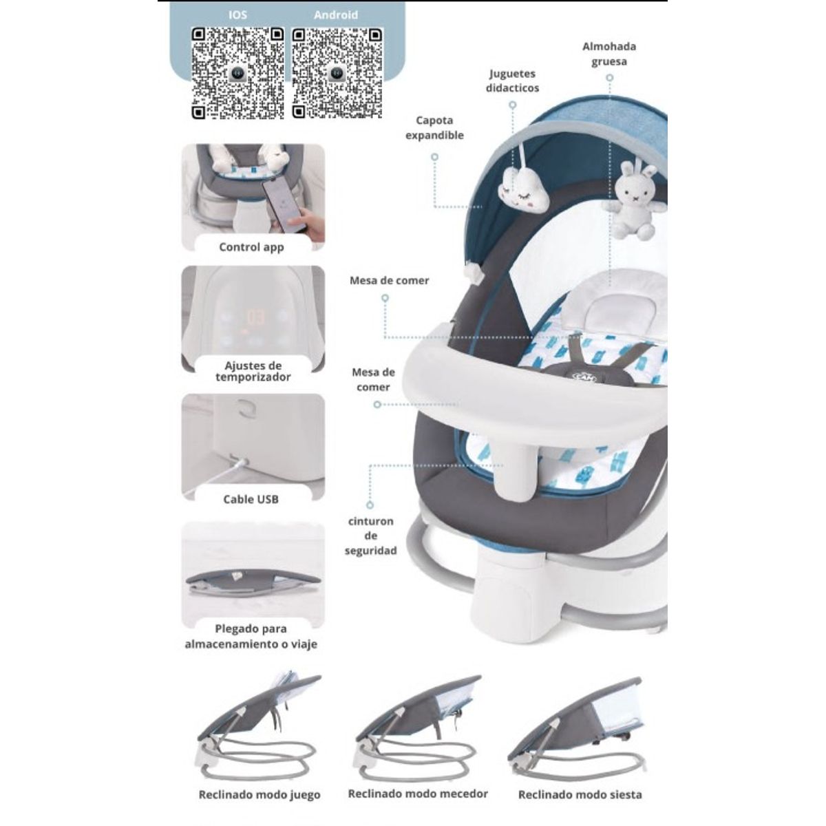 BESTWAY - Mecedora Para Bebe Desde Recien Nacido A 36 Meses (4 en 1)