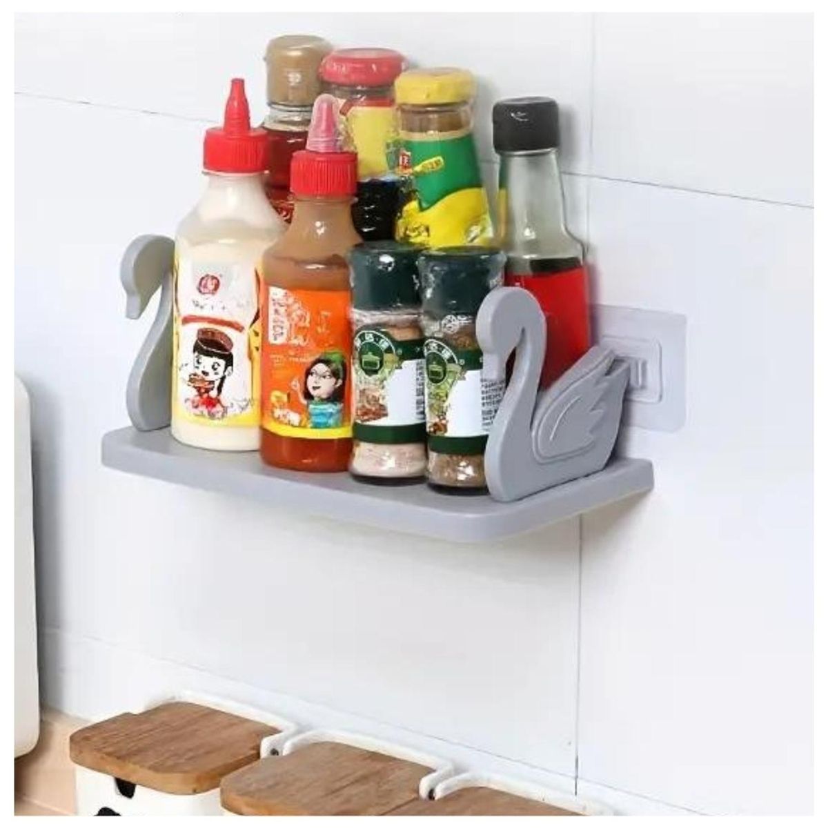 MINARI - Estante Repisa Flotante Organizador de Pared Cisne Plomo 371F