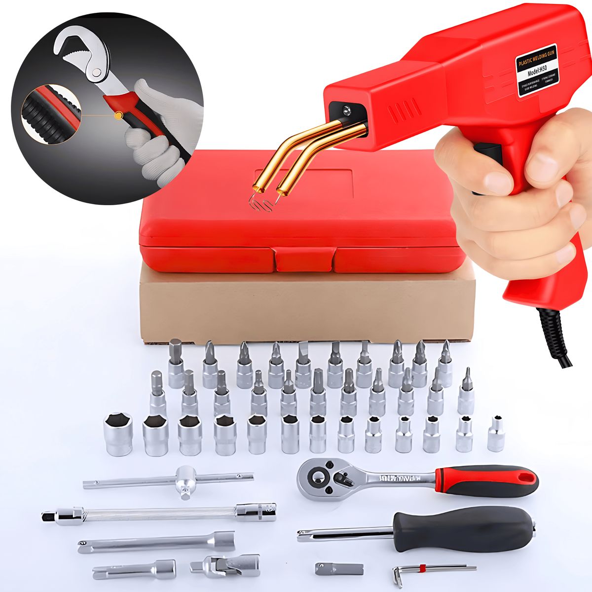 ROSH - Set Completo: Dados 40 Pz + Soldador de Plástico de Precisión