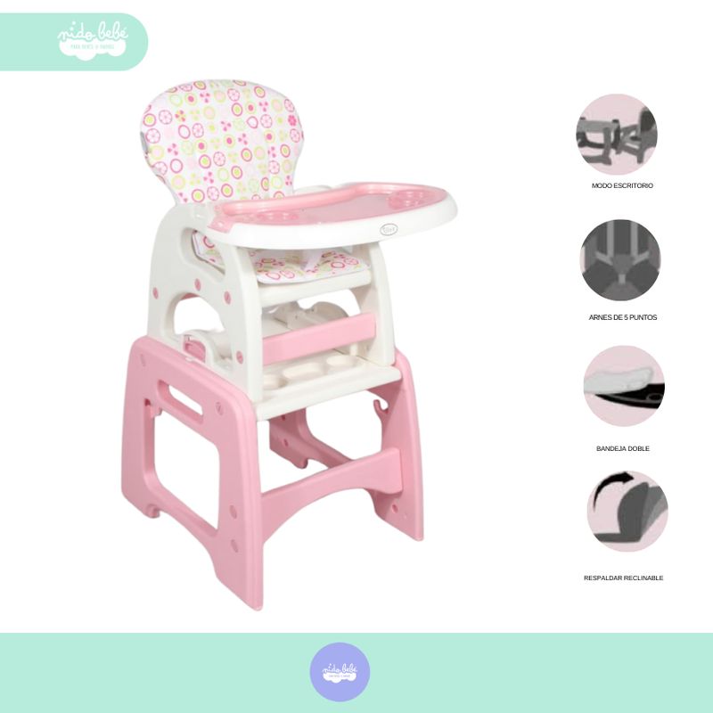 GENERICO - Silla De Comer convertible en Carpeta color rosada