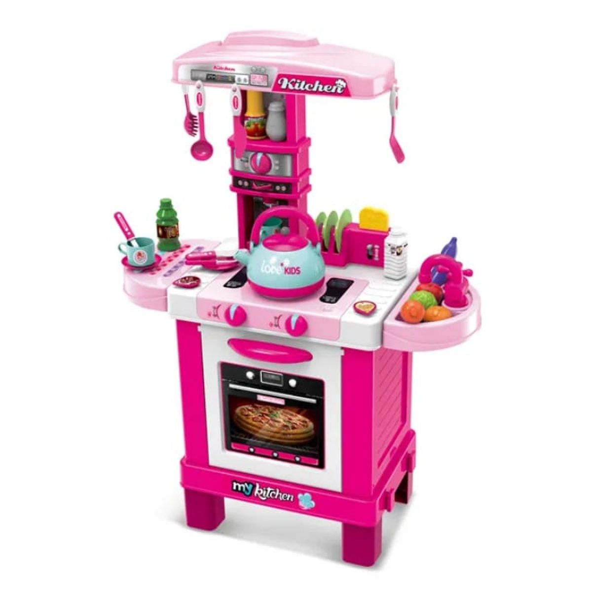 GENERICO - Set de cocina con luz y sonido tetera con vapor