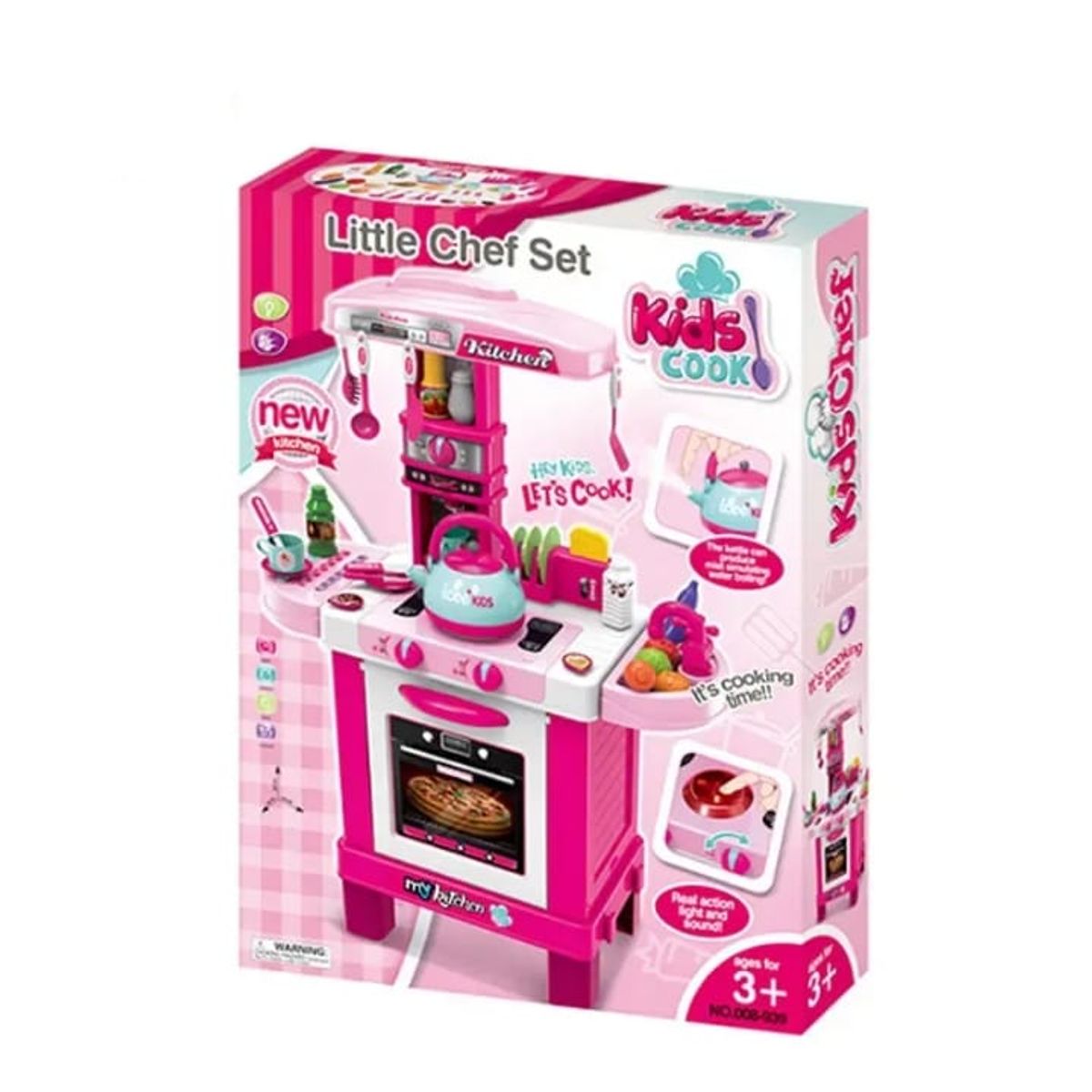 GENERICO - Set de cocina con luz y sonido tetera con vapor