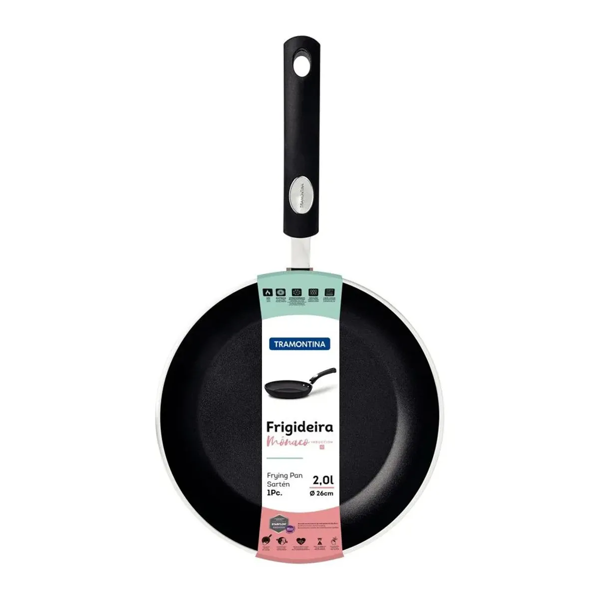 TRAMONTINA - Sarten de Aluminio 26 Cm Monaco Induction Negro