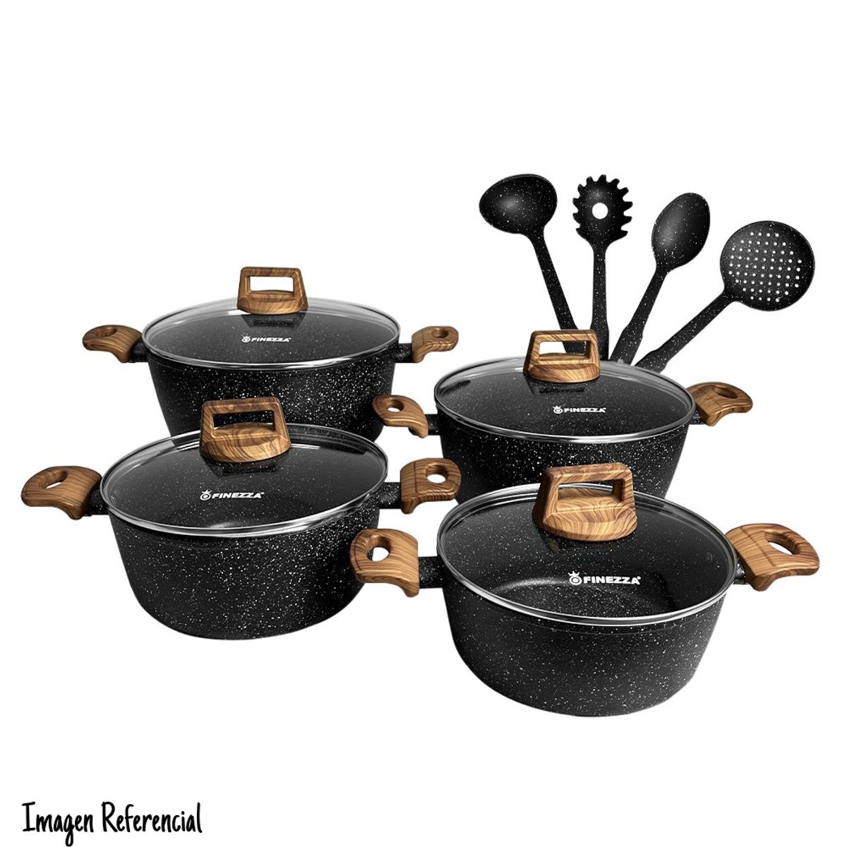 FINEZZA - Juego de Ollas Finezza Antiadherente de 12 Piezas Ultra Granito