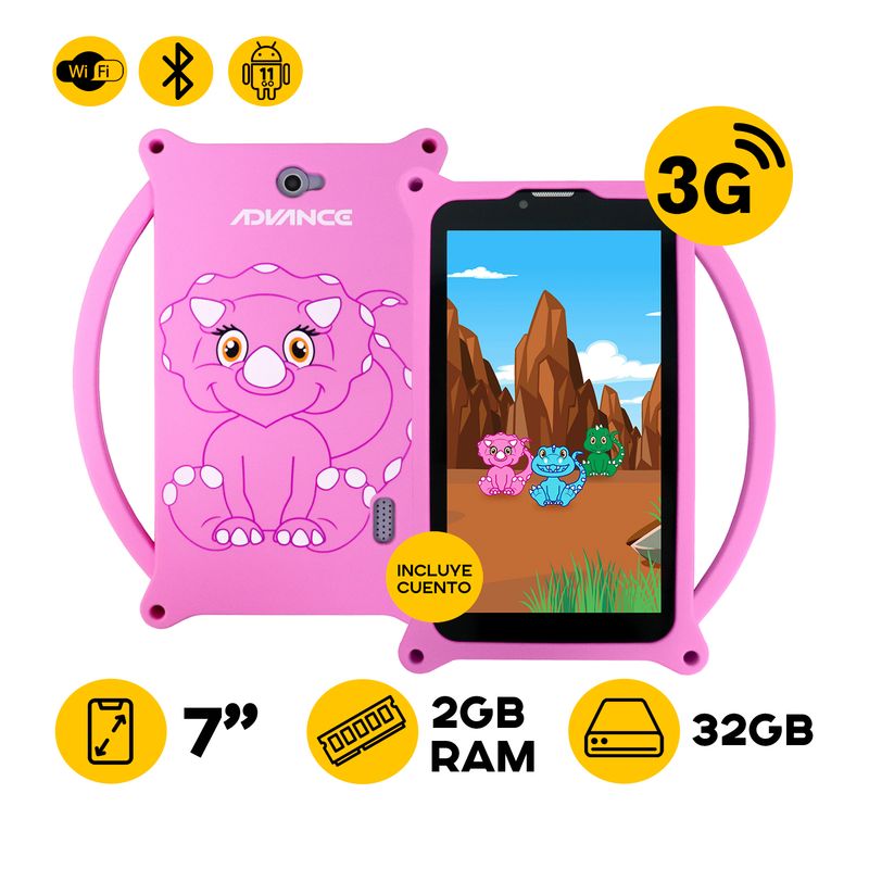 ADVANCE - TABLET ADVANCE KIDS TR6955 7 IPS 3G 2GB 32GB + COVER ROSADO