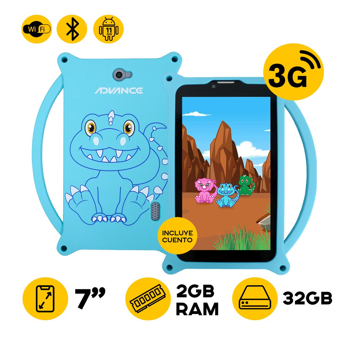 ADVANCE - TABLET ADVANCE KIDS TR6955 7 IPS 3G 2GB 32GB + COVER AZUL