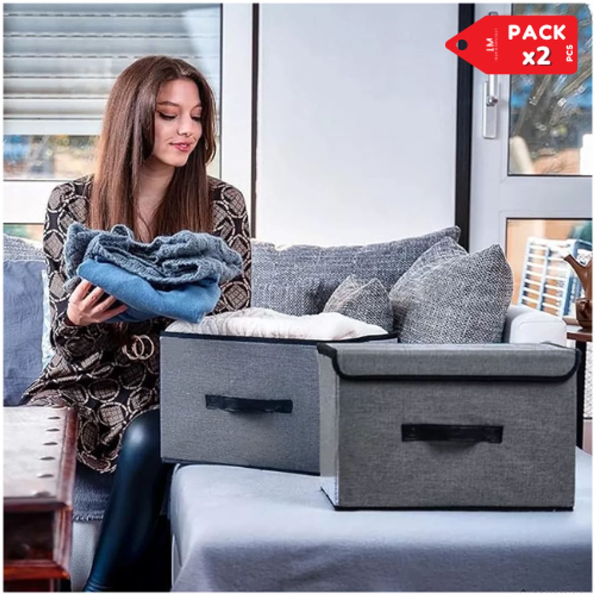 INSPIRA MARKET - Organizador multiusos de ropa caja de almacenamiento PACK X2