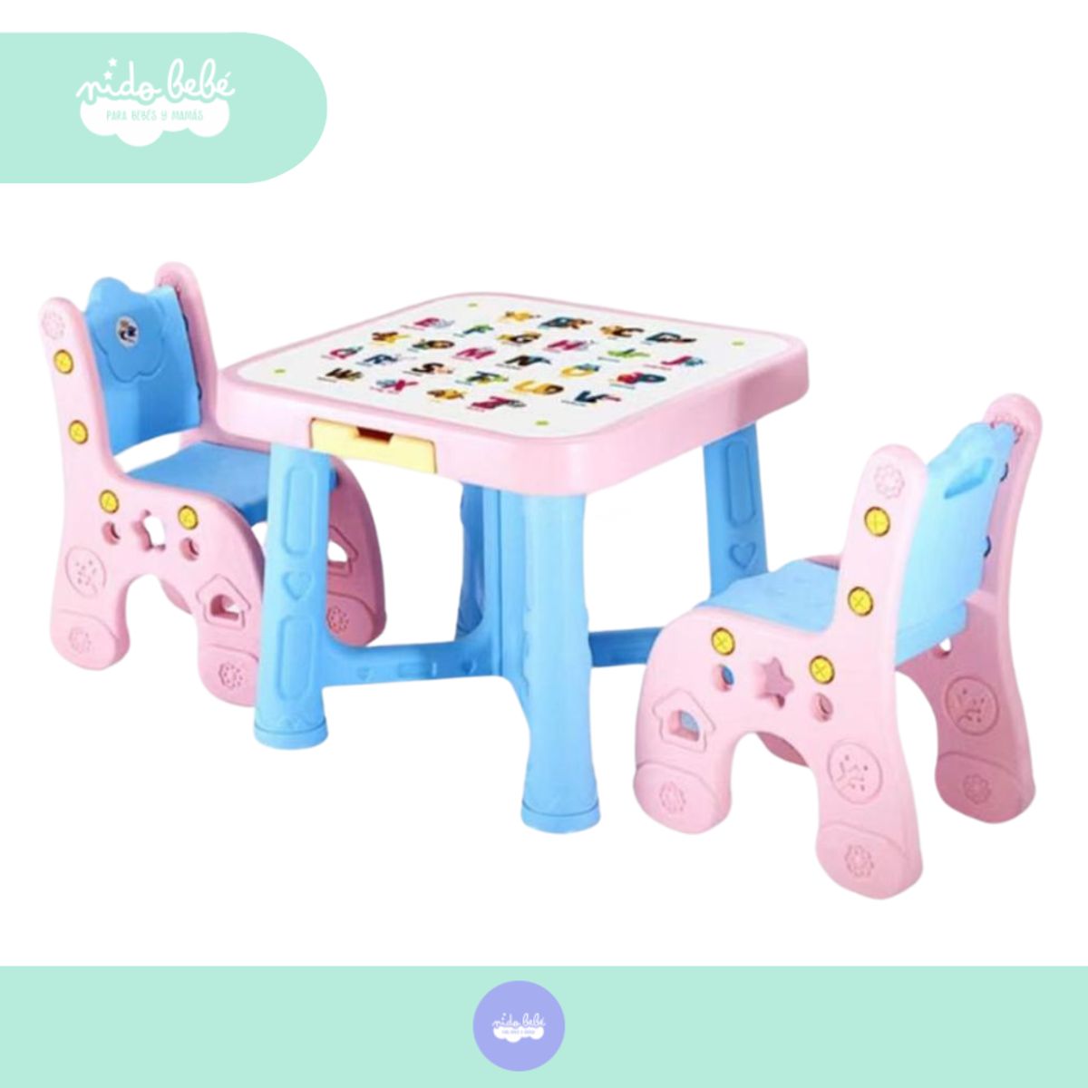 GENERICO - Escritorio 3 en 1 Multifuncional color rosada con celeste