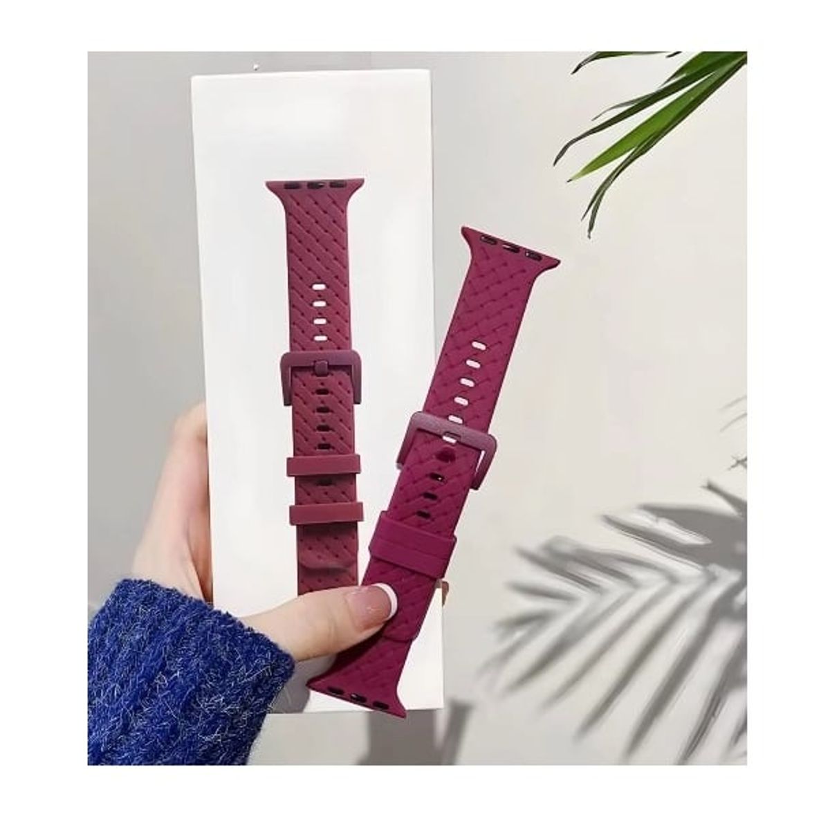 GENERICO - CORREA SILICONA LABRADA PARA WATCH 38-40-41-42 MM SERIE 10 VINO