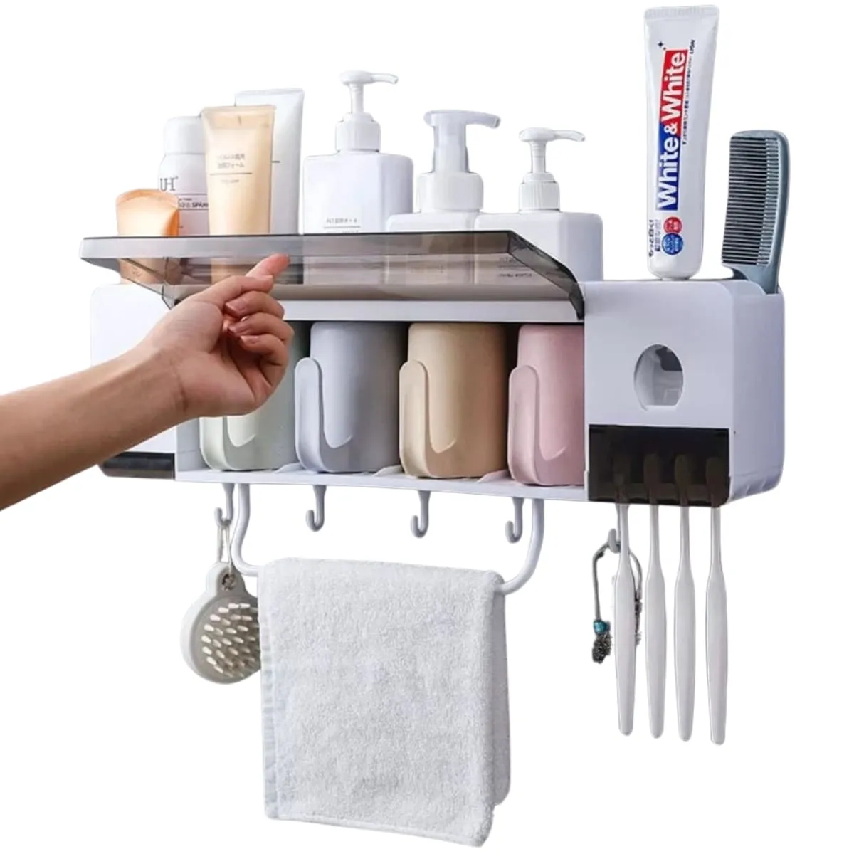 ELMEJORPRECIO - Organizador de Baño Multifuncional de 4 Tazas Baispo