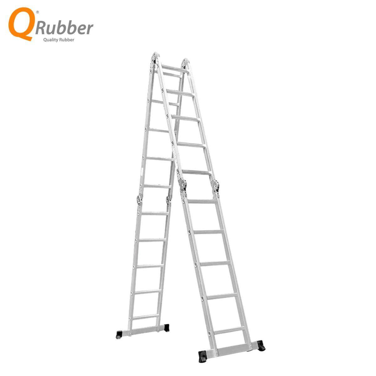 QRUBBER - Escalera multiposición articulada aluminio 20 peldaños 5.7 M + Plataformas  QRubber